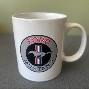 Ford White Mug with Red, Blue and Black Mustang Emblem